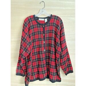 Elisabeth By Liz Claiborne Red‎ Preppy Plaid Jacket
